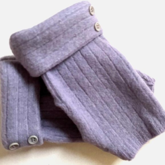 FINGERLESS GLOVES LAVENDER PURPLE 100% WOOL M MEDIUM MITTENS ARM WARMERS CUFFS - Picture 1 of 2